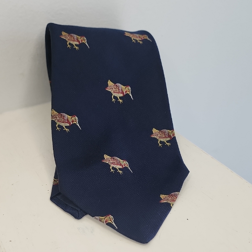 Paul Stuart Blue and Red American Woodcock Silk Tie